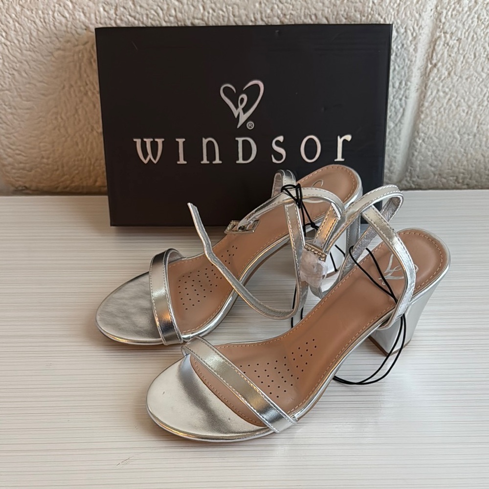 Windsor Silver Strappy Heels for Formal Occasions